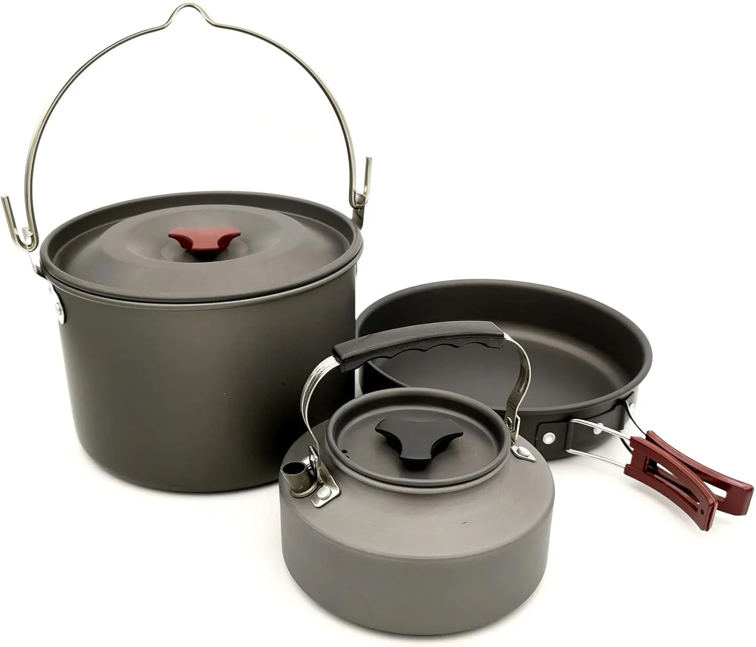 Camping Folding Aluminium Cookware Tableware Coffeepots and Mugs Set,Suitable for 4 People,Mini Camping Stove for Picnic Hiking