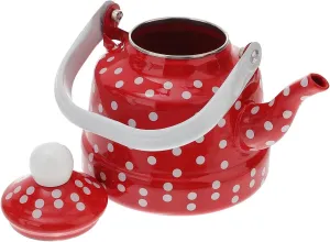 Camping Kettle, Enamel Teapot for Stove Top Red Polka Dot Coffee Tea Pot, Vintage Enameled Tea Kettles(1.7L)