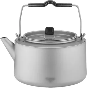 Camping Kettle Portable 1 L/1.45L Lightweight Camping Kettle | Durable and Portable Camp Titanium Tea Pot | Ideal for Bushcraft and Outdoor Campfire Use Camping Kettle Camp Tea offee Pot (Size : 1450
