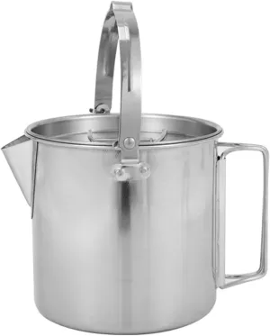 Camping Kettle Stainless Steel Kettle, 1.2L Portable Camping Coffee Pot, Durable and Portable Camp Tea Pot, Outdoor, Hiking, Camping, Picnic and Traveling. Camping Kettle Camp Tea offee Pot