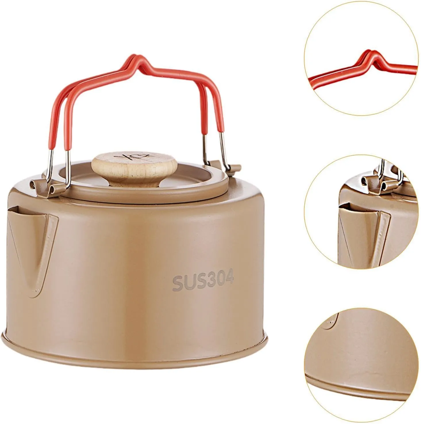 Camping Kettle Tea Pot Versatile 1.1 L Portable Tableware Coffee Pot with Handle Tea Kettle Teapot for Travel Hiking Campfire, Coffee