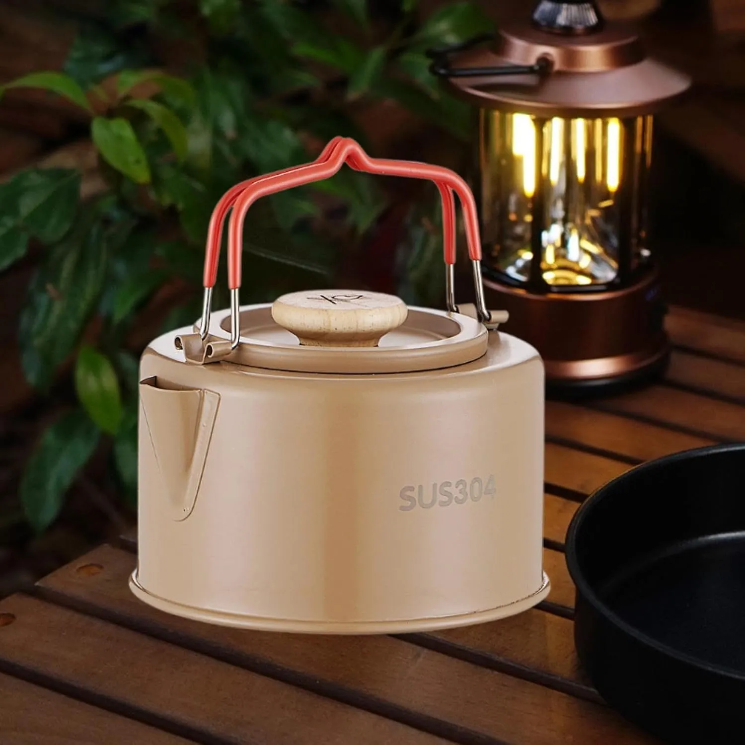 Camping Kettle Tea Pot Versatile 1.1 L Portable Tableware Coffee Pot with Handle Tea Kettle Teapot for Travel Hiking Campfire, Coffee