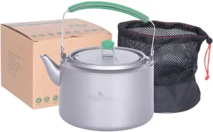 Camping Kettle Titanium Kettle 800ml/1200ml with Folding Handle Filter Outdoor Camping Big Capacity Teapot, Large Outdoor Hiking Kettle Pot Portable Camping Tea Kettle Camping Kettle Camp Tea offee Po