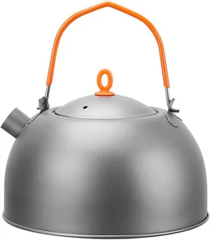 Camping Kettle Titanium Kettle, Tea pot, Outdoor Camping Coffee Pot, Portable Camping Water Bottle, Ideal for Bushcraft and Outdoor Campfire Use Camping Kettle Camp Tea offee Pot, Gris