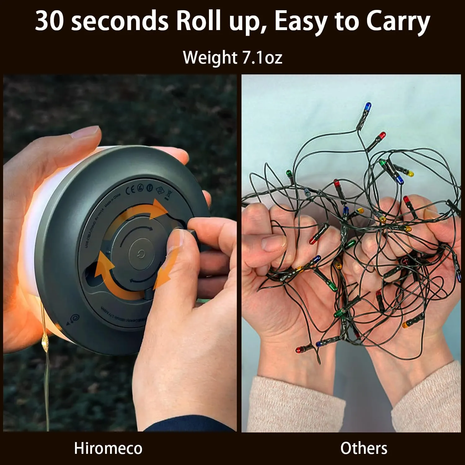 Camping Lights String, Outdoor String Light with 5 Lighting Modes, Quick 30s Recovery, Durable and Waterproof, USB Charging - Portable Camping Lights for Yard/Hiking (32.8ft)