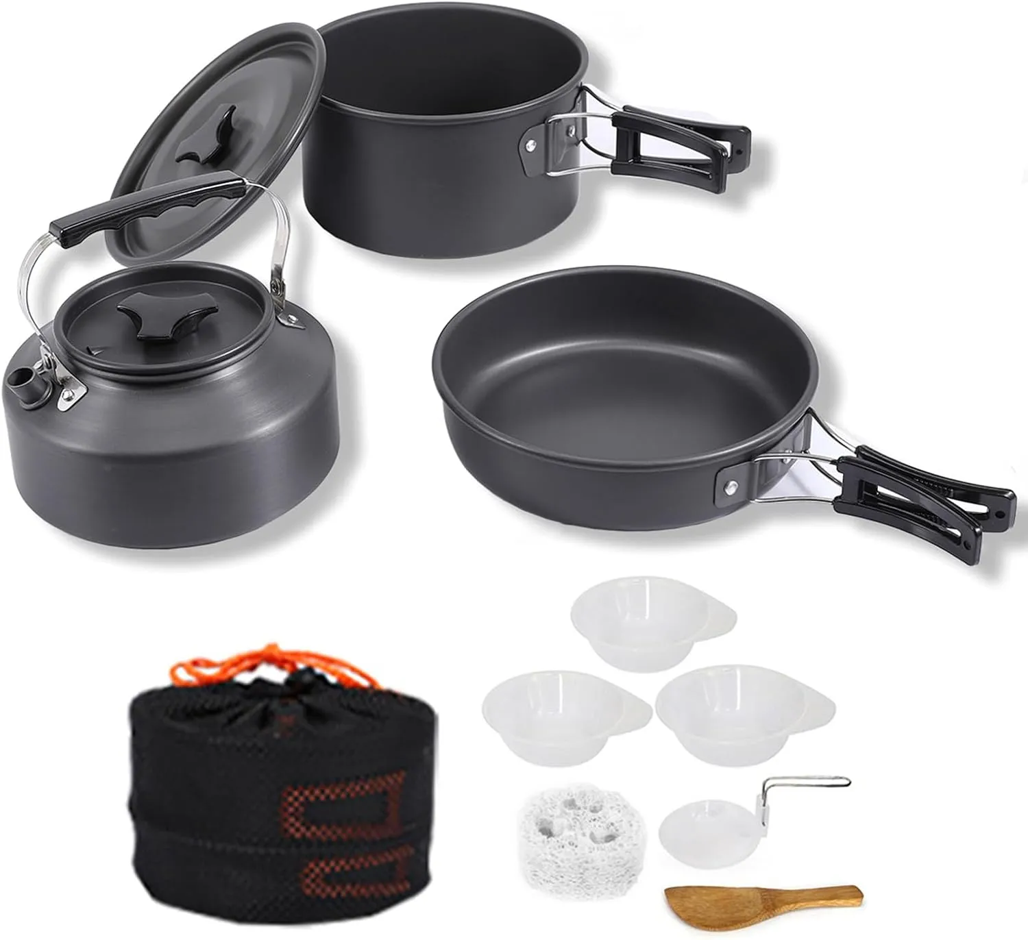 Camping Pot, Camping Cookware Pot Frying Pan Set Heat-Resistant Non-Stick Lightweight Pot Set Outdoor Cooking Utensils