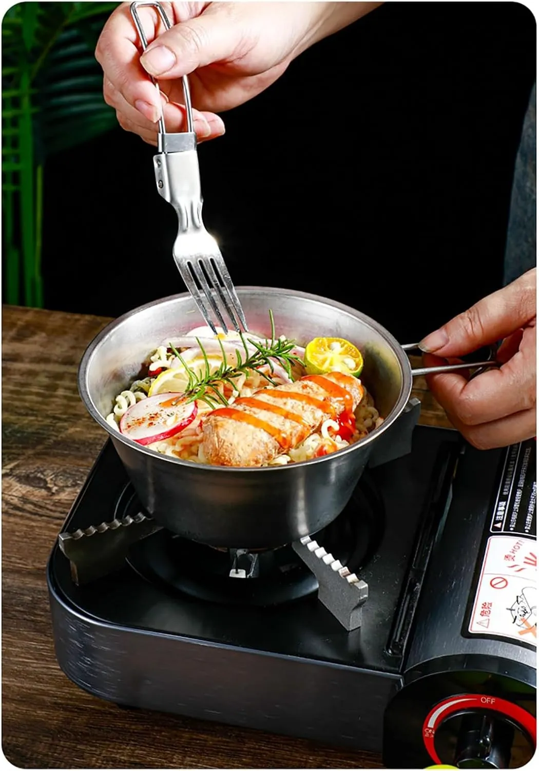 Camping Pot for Outdoor Grill Camping Cookset, Camping Tea Kettle, Portable Backpacking Pot, Open Fire Cookware Round, for Travel Backpacking Kitchen