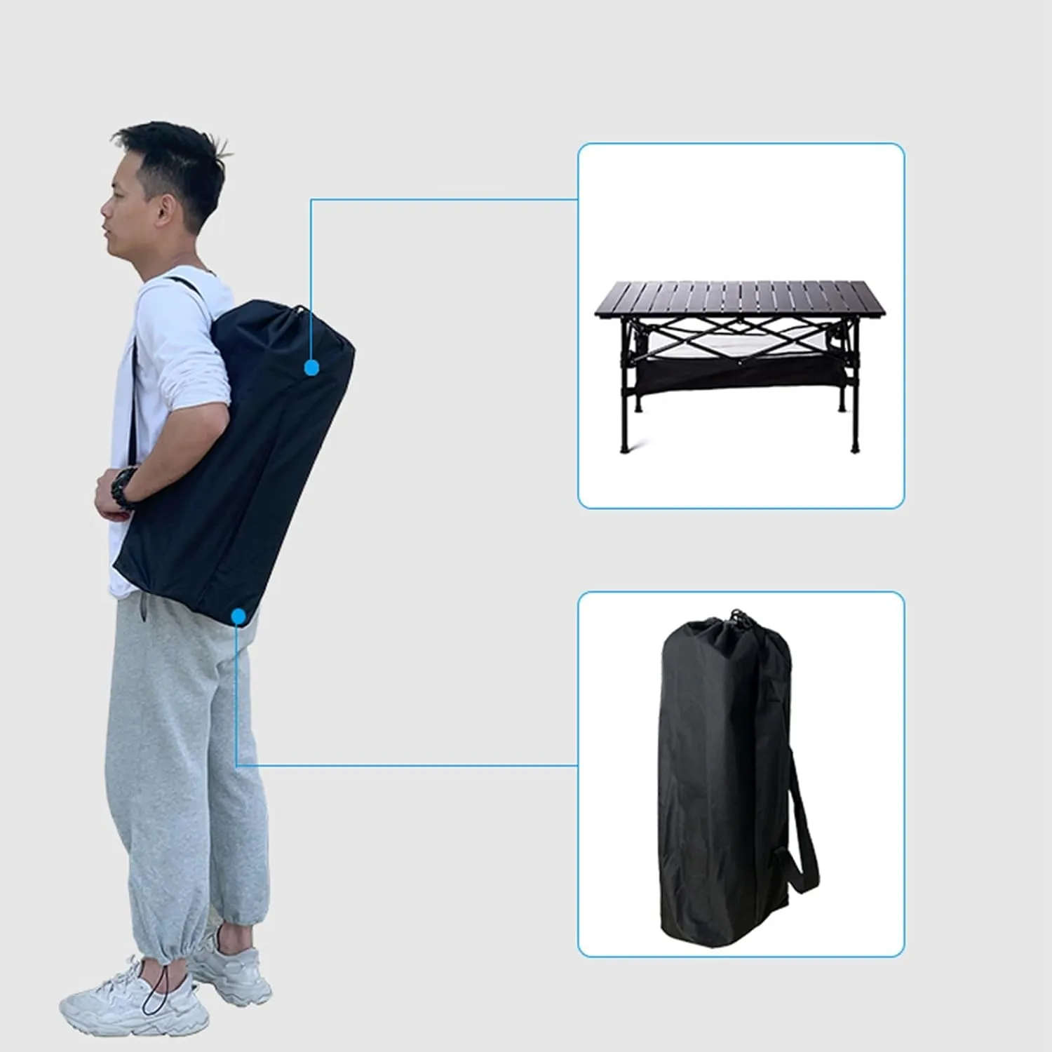Camping Table That Fold Up Lightweight, Aluminum Folding Table Roll Up Table with Easy Carrying Bag for Indoor, Outdoor, Camping, Backyard, BBQ, Party, Patio, Beach, Picnic(70x70x70cm)