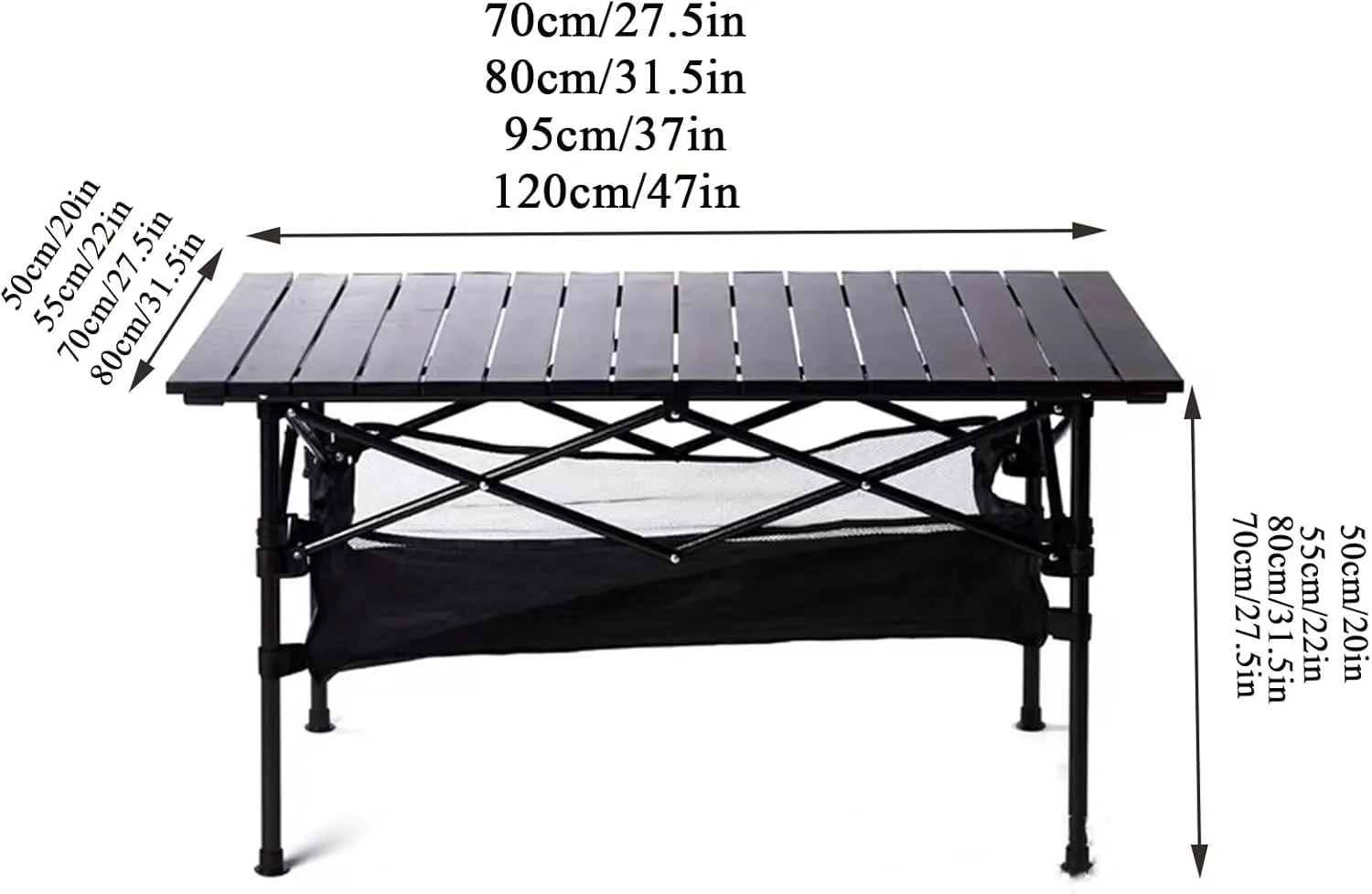 Camping Table That Fold Up Lightweight, Aluminum Folding Table Roll Up Table with Easy Carrying Bag for Indoor, Outdoor, Camping, Backyard, BBQ, Party, Patio, Beach, Picnic(70x70x70cm)