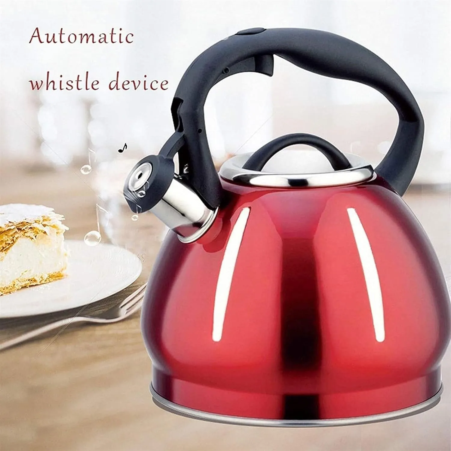 Camping Teapot, Tea Kettle for Stove Top, 3 Liters Whistle Water Kettle Fast Boiling Anti Scalding Handle for Electric Cooktop Anti Rust Durable