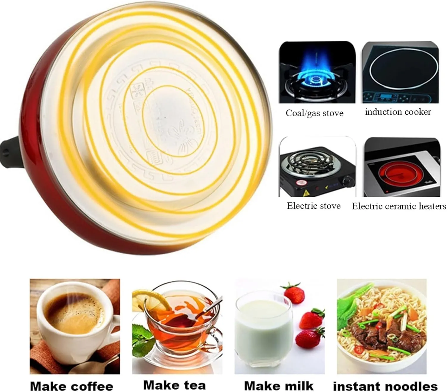 Camping Teapot, Tea Kettle for Stove Top, 3 Liters Whistle Water Kettle Fast Boiling Anti Scalding Handle for Electric Cooktop Anti Rust Durable