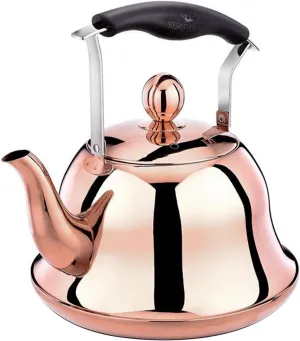Camping Teapot, Tea Kettle Stovetop Whistling Food Grade 304 Stainless Steel, Fast Water Boiler, Teakettle with Cool Ergonomic Handle(4.2 Quarts)