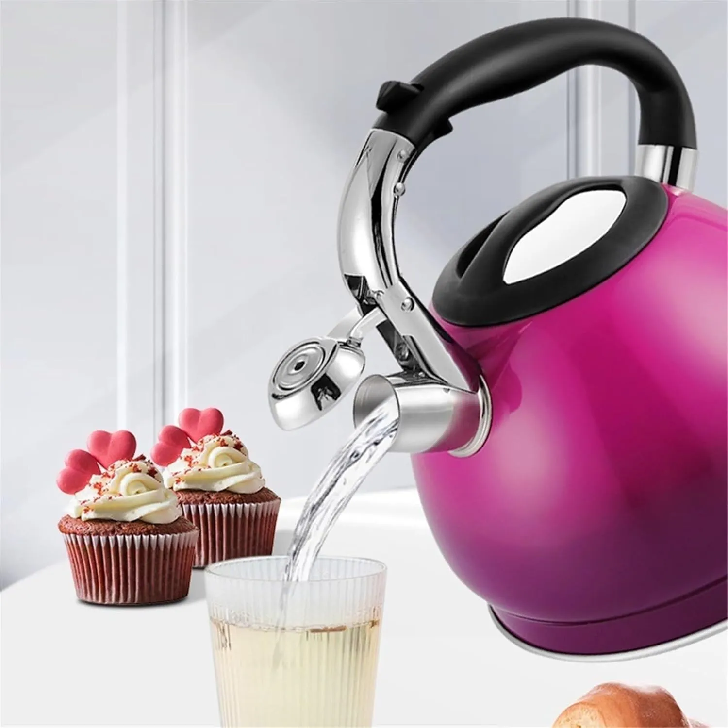 Camping Teapot, Tea Pot for Stove Top, Classic Retro 304 Stainless Steel Tea Kettle, Heat-Resistant Ergonomic Handle Works for All Stovetops