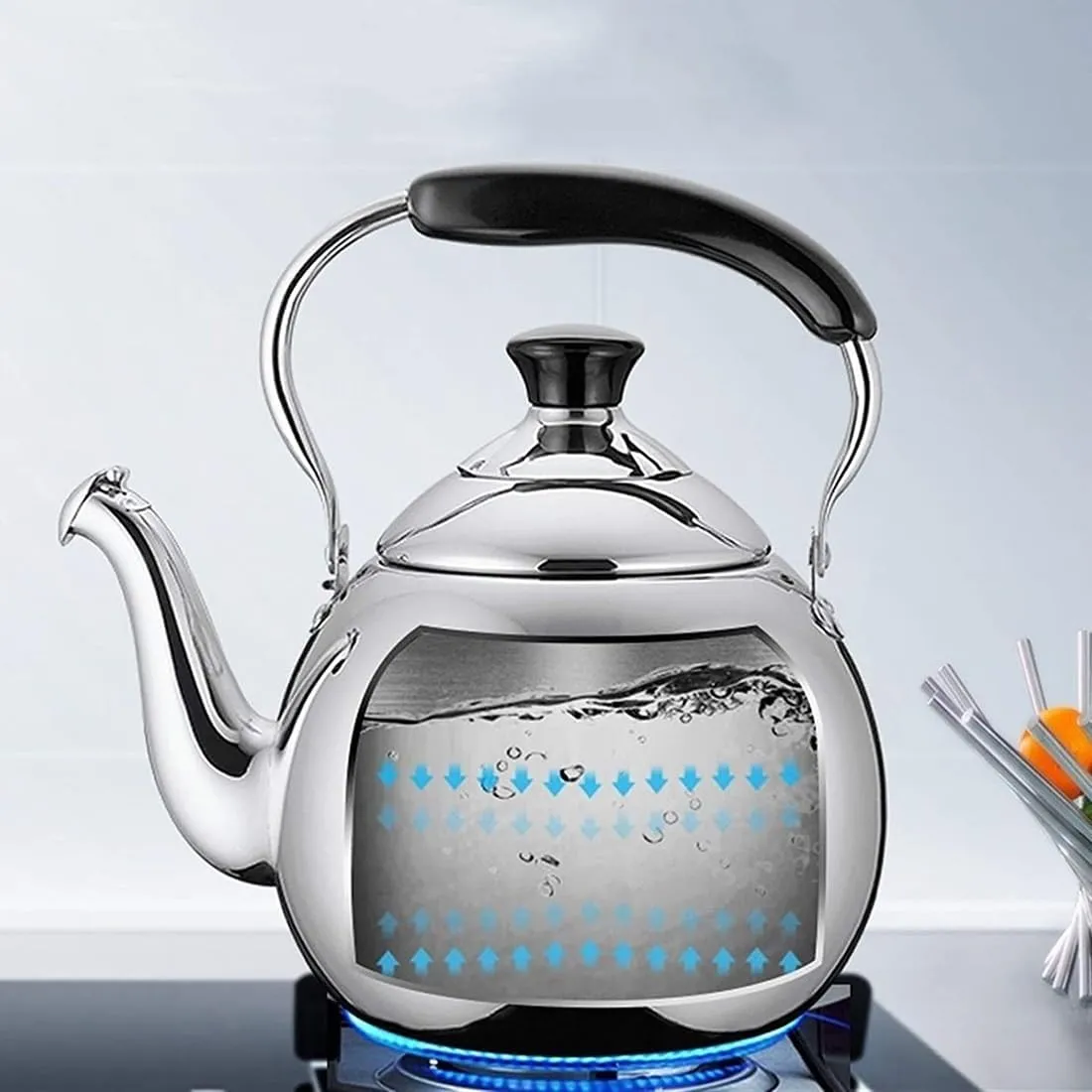 Camping Teapot, Whistling Tea Kettles for Stove Top, 304 Stainless Steel Teapot with Anti-Hot Handle Universal Base for Induction | Gas | Electric | Halogen |(5L)