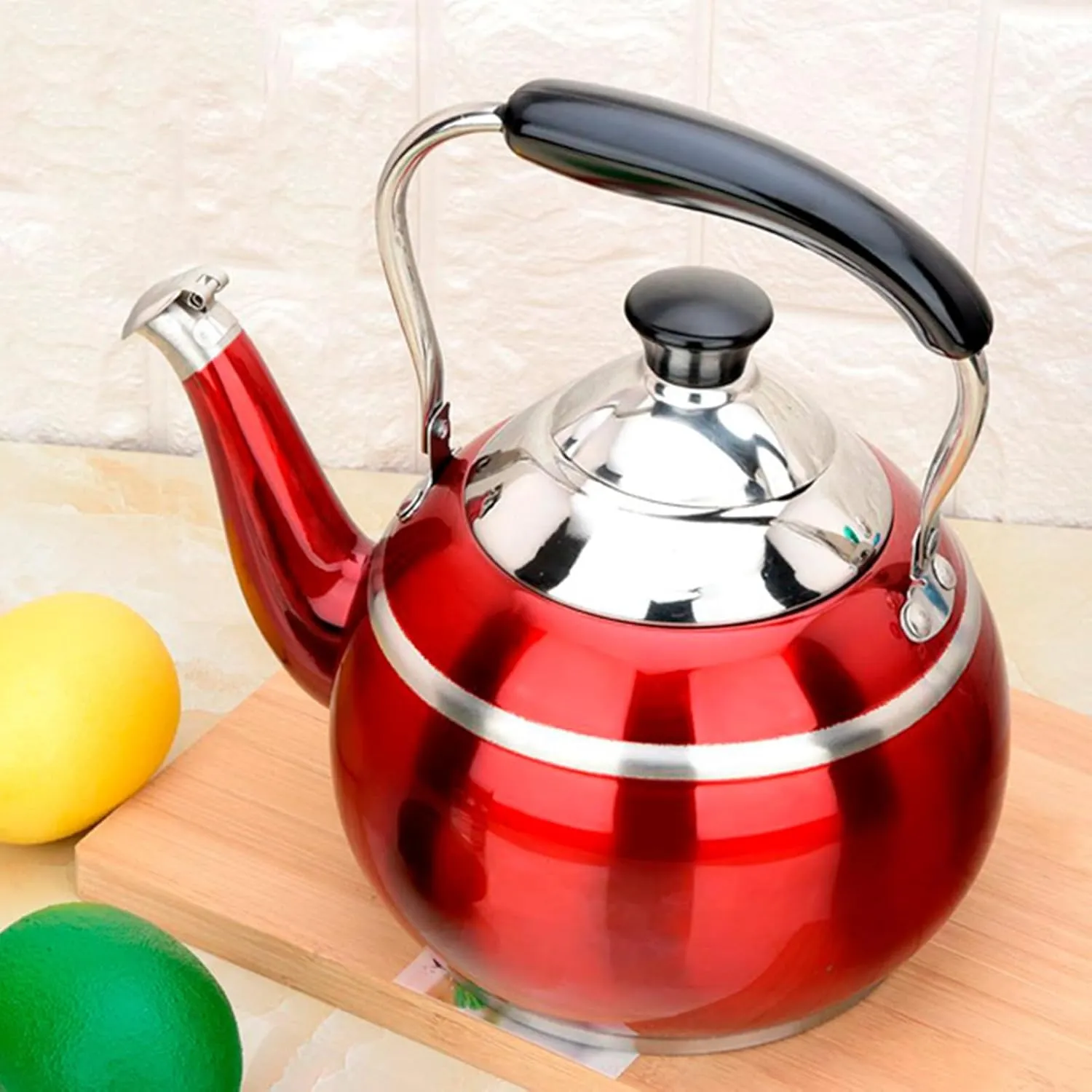 Camping Teapot, Whistling Tea Kettles for Stove Top, 304 Stainless Steel Teapot with Anti-Hot Handle Universal Base for Induction | Gas | Electric | Halogen |(5L)