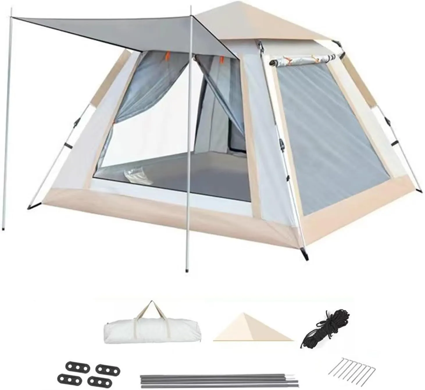 Camping Tent 3-4/5-8 Person Dome Tent Outdoor Portable Automatic Folding Tent Sunproof Waterproof Instant Picnic Family Tent with Storage Bag & Fittings