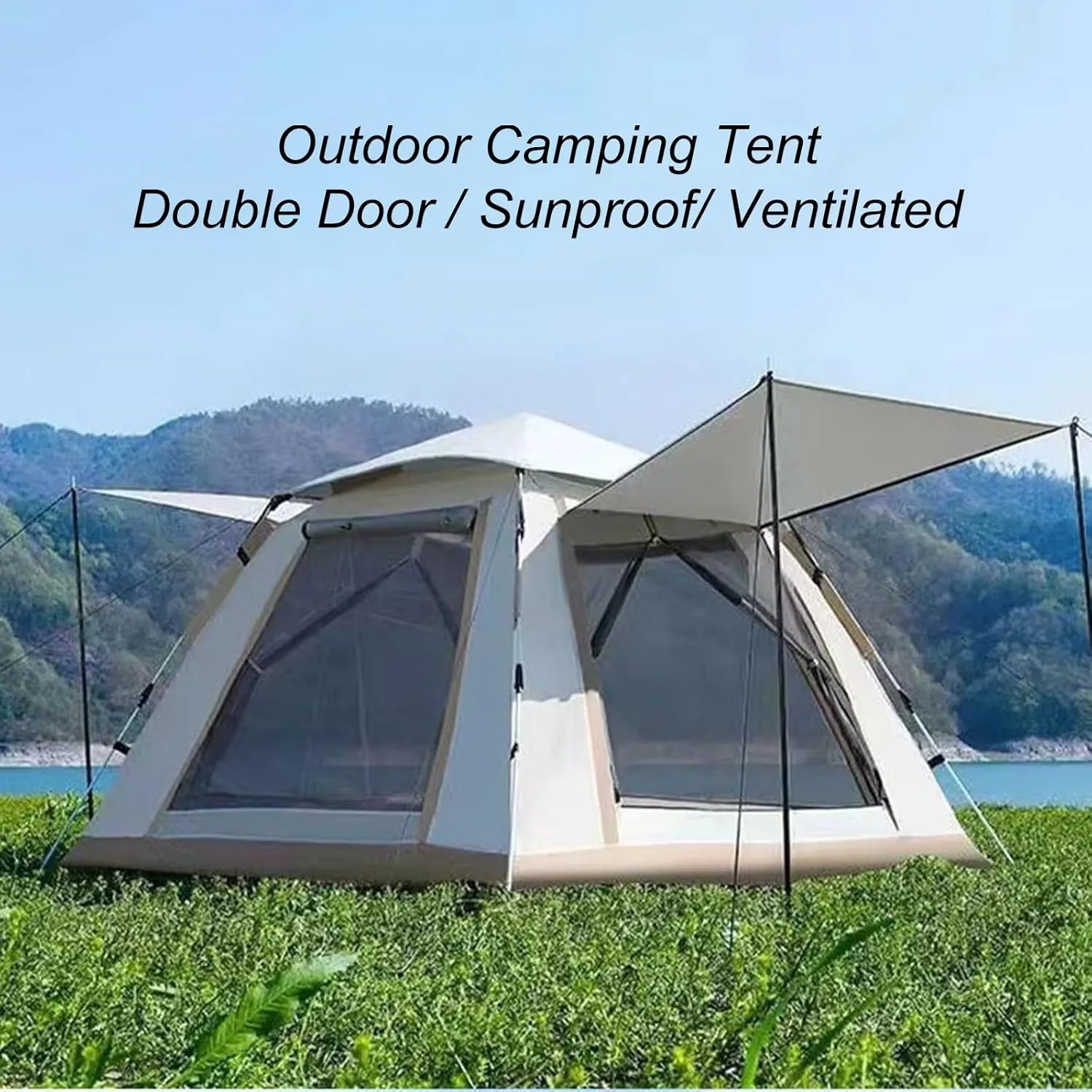 Camping Tent 3-4/5-8 Person Dome Tent Outdoor Portable Automatic Folding Tent Sunproof Waterproof Instant Picnic Family Tent with Storage Bag & Fittings