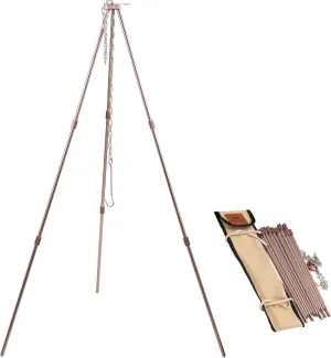 CAMPINGMOON Camping Campfire Tripod with Carrying Bag Portable Lightweight Aluminum 31.5-inch Height Stainless Steel Chain Bronze