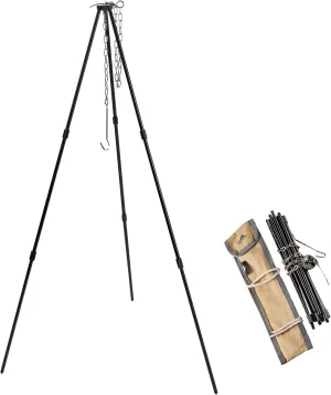 CAMPINGMOON Camping Tripod with Carrying Bag Portable Lightweight Aluminum 31.5-inch Height Stainless Steel Chain