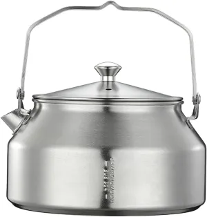 Campingmoon Stainless Steel Camping Tea Kettle Portable Camp Coffee Tea Pot Lightweight Water Boiler for Backpacking Picnic Fishing 1L