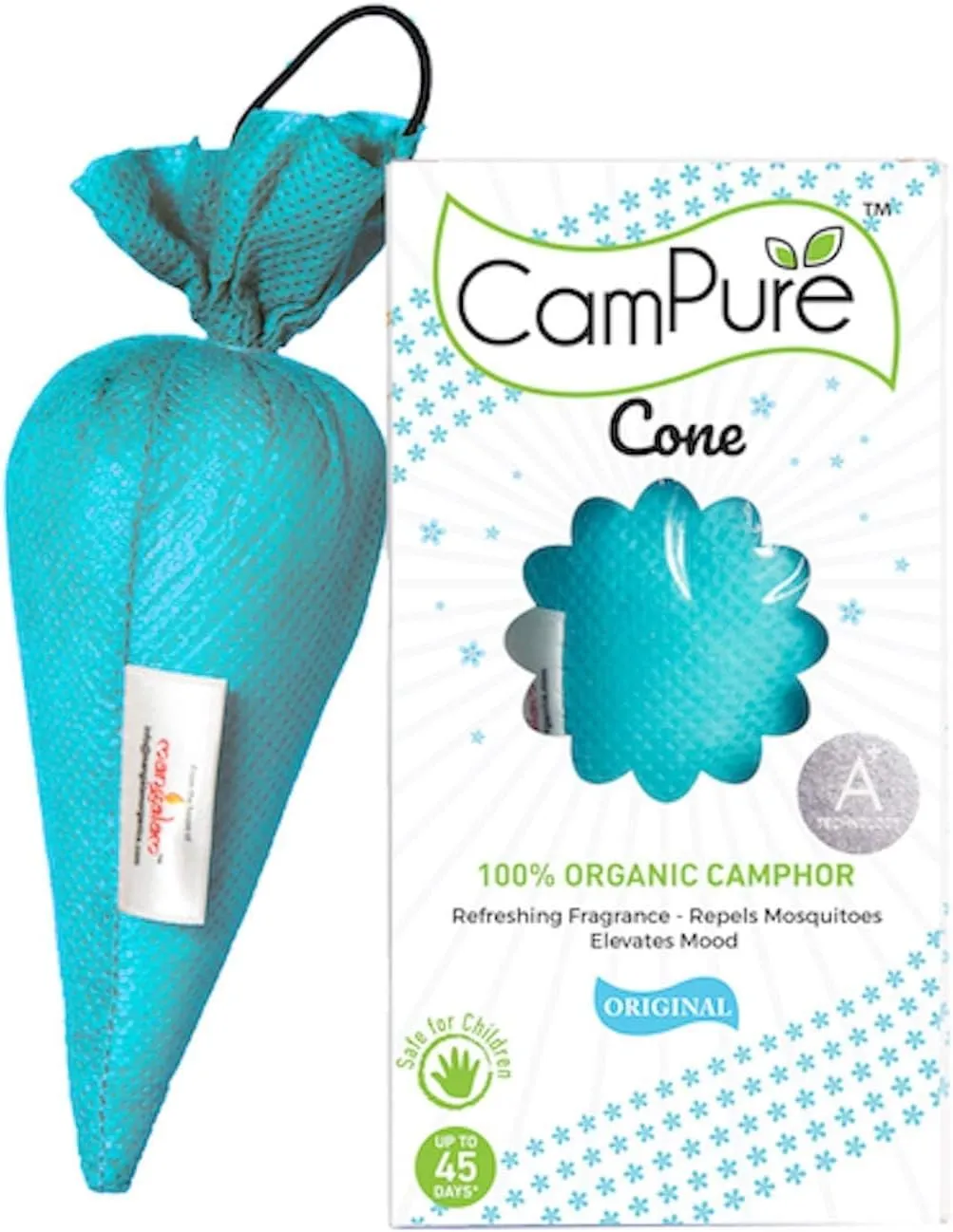 Cam.Pure Camphor Cone (Original) Pack of 2-100% Organic | Air Freshener for Car, Wardrobe, Office Cabin's, Drawers, Travel Bag & Bathroom