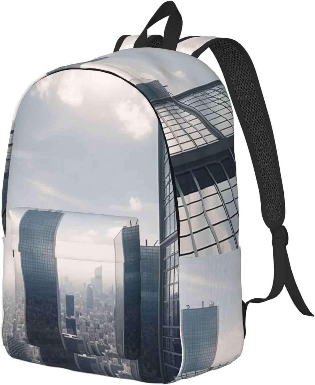 Canvas Backpack for Men Women Lightweight Laptop Backpack Skyscraper Buildings Laptop Bag Daypack for Travel