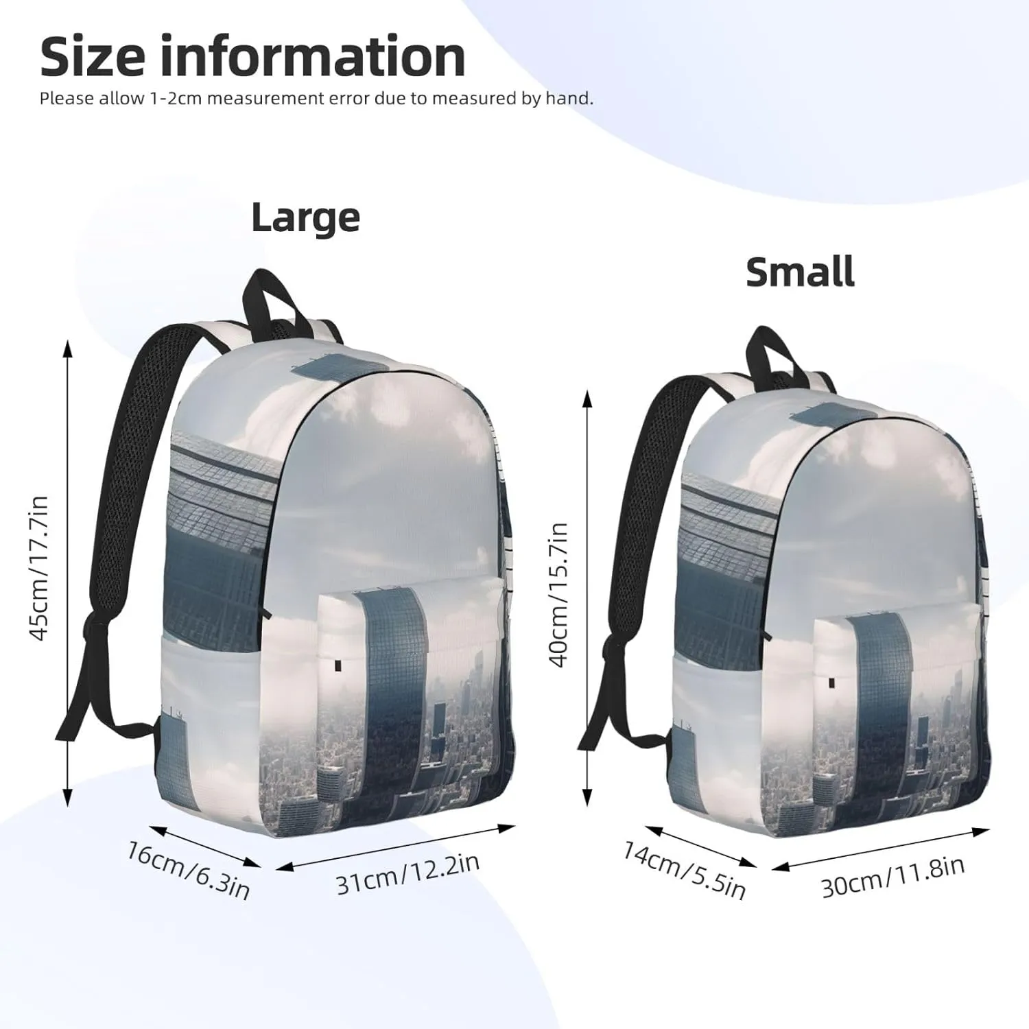 Canvas Backpack for Men Women Lightweight Laptop Backpack Skyscraper Buildings Laptop Bag Daypack for Travel