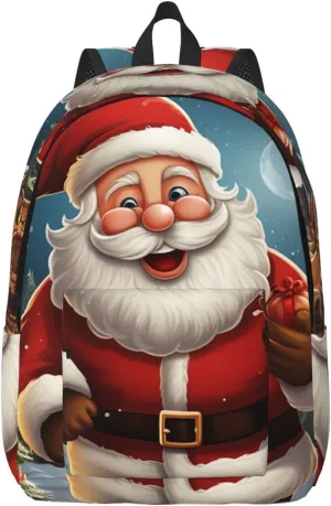 Canvas Backpack Santa christmas zoom Travel Laptop Backpack Casual Daypack Carry On Rucksack for Men Women Small