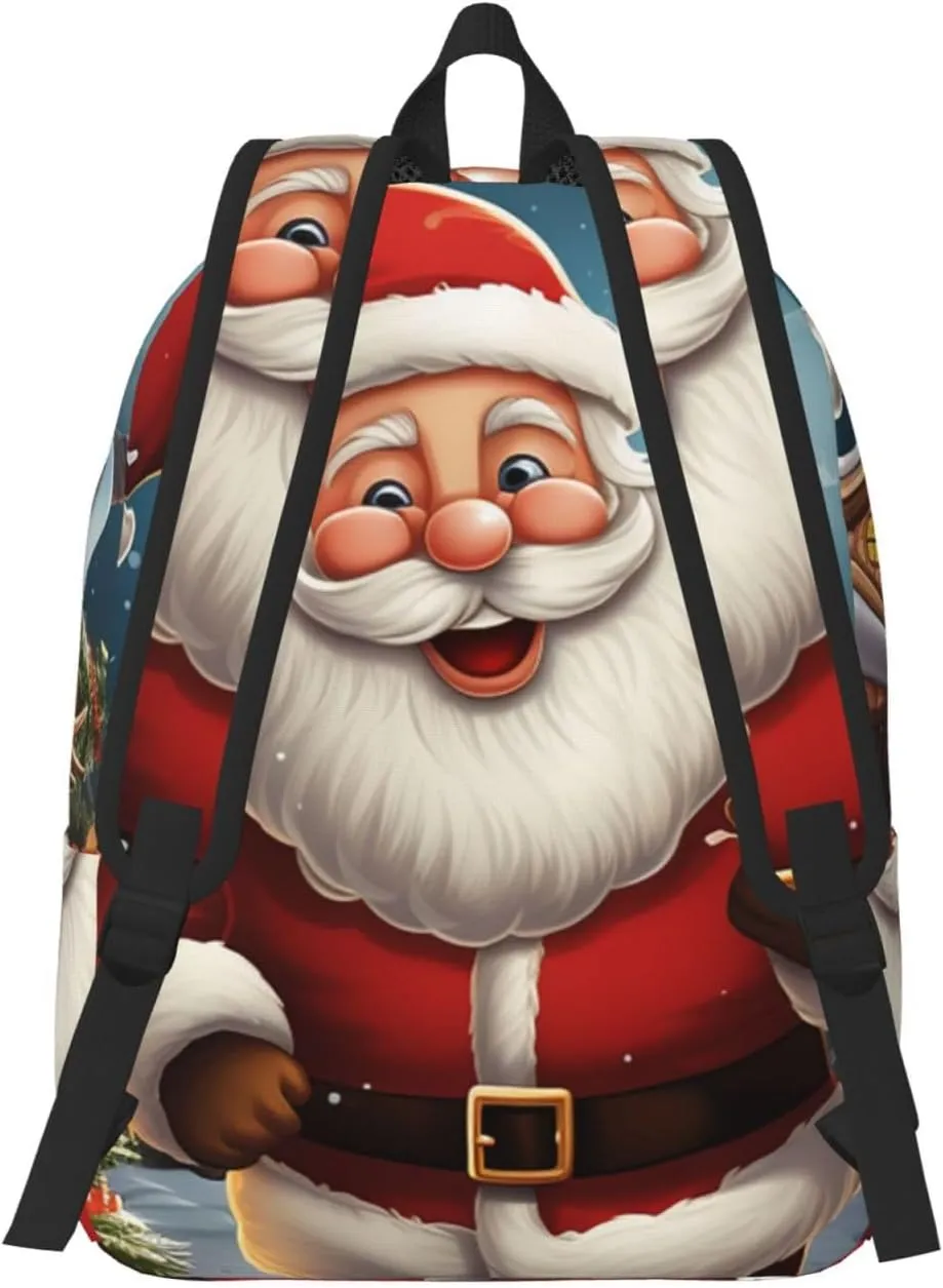 Canvas Backpack Santa christmas zoom Travel Laptop Backpack Casual Daypack Carry On Rucksack for Men Women Small