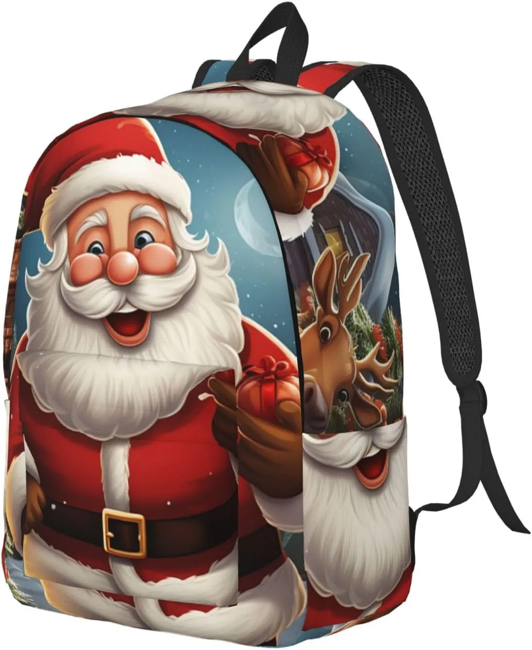 Canvas Backpack Santa christmas zoom Travel Laptop Backpack Casual Daypack Carry On Rucksack for Men Women Small