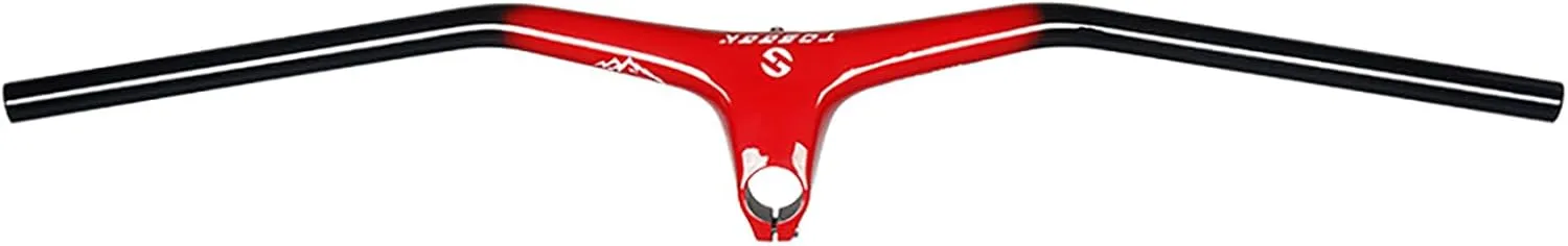 Carbon Mountain Bike Handlebars and Stem -10Degree Integrated MTB Handlebar Width 600-780mm Bicycle Handlebar Bicycle Handlebar and 70-110mm Stem for Mountain Bike (Red,740x100mm)