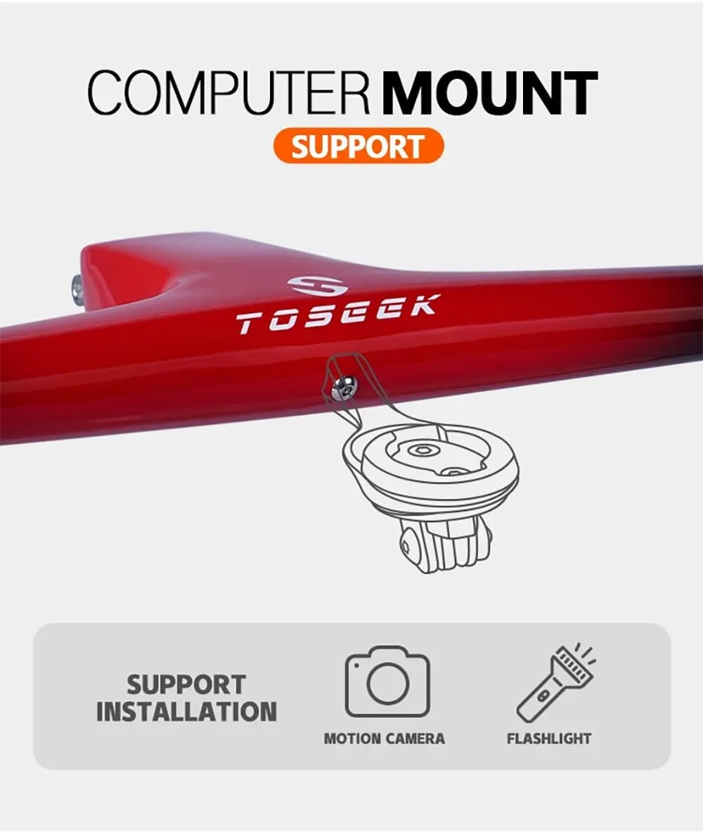 Carbon Mountain Bike Handlebars and Stem -10Degree Integrated MTB Handlebar Width 600-780mm Bicycle Handlebar Bicycle Handlebar and 70-110mm Stem for Mountain Bike (Red,740x100mm)
