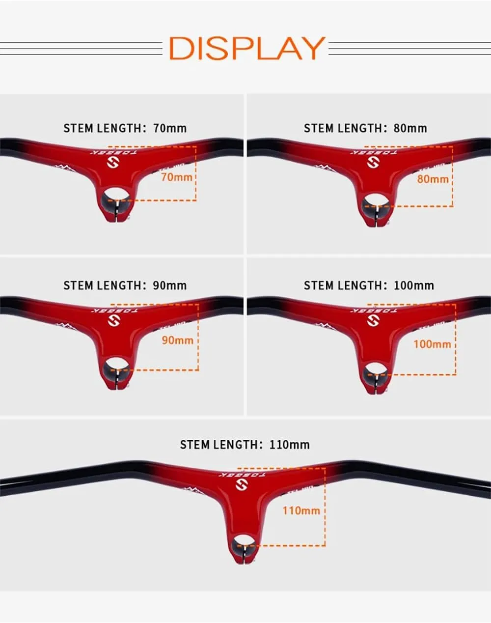Carbon Mountain Bike Handlebars and Stem -10Degree Integrated MTB Handlebar Width 600-780mm Bicycle Handlebar Bicycle Handlebar and 70-110mm Stem for Mountain Bike (Red,740x100mm)