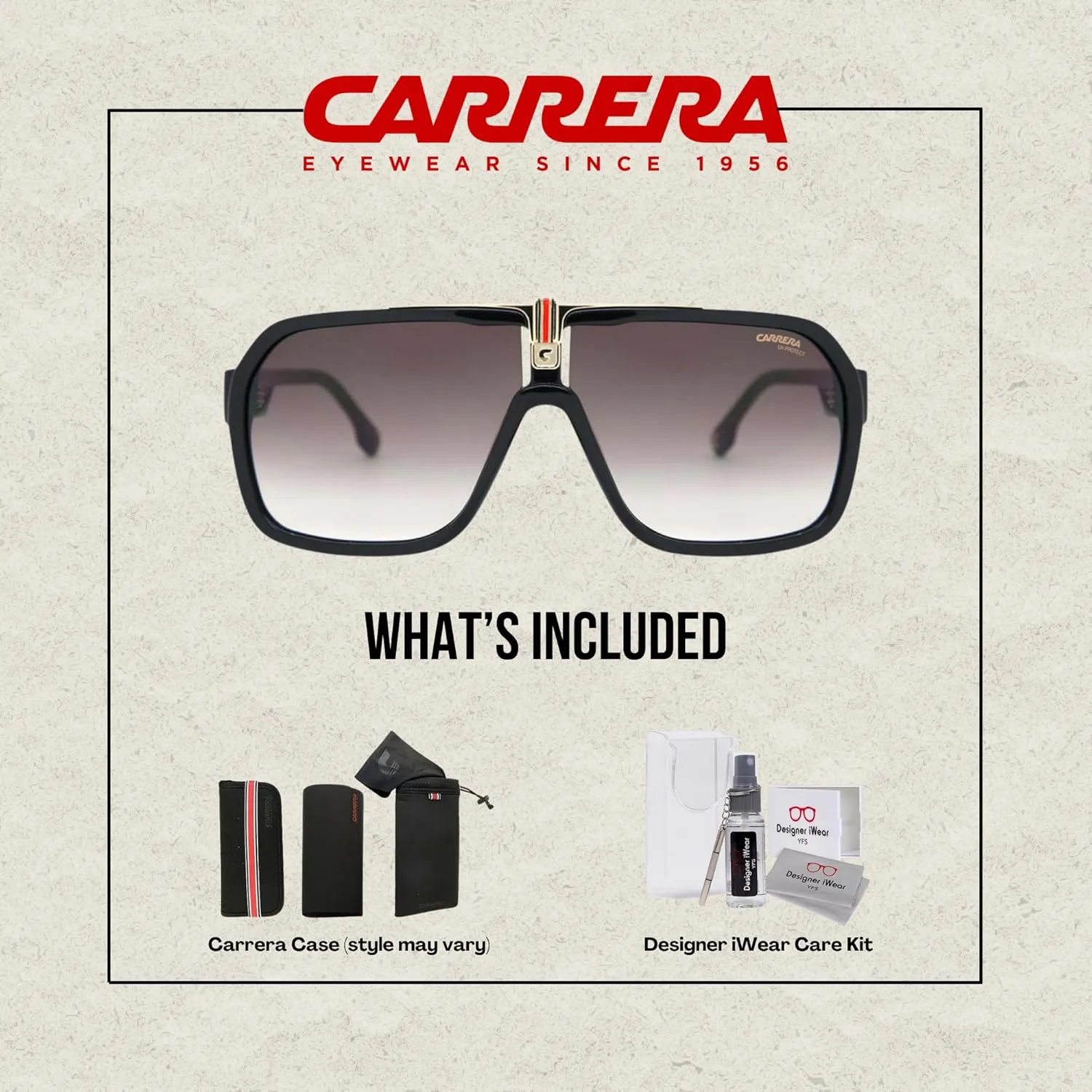Carrera CA1014/S Square Sunglasses for Men   BUNDLE With Designer iWear Eyewear Kit