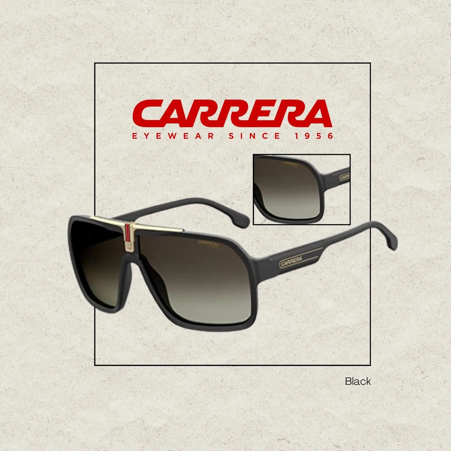 Carrera CA1014/S Square Sunglasses for Men   BUNDLE With Designer iWear Eyewear Kit
