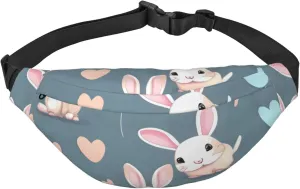 Cartoon Cute Bunny Men'S And Women'S Waist Pack, Crossbody Bag With Adjustable Belt For Running, Traveling, Sports, Hiking