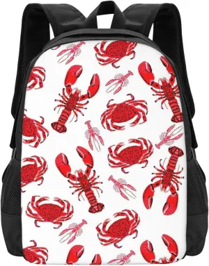 Cartoon Red Crab Lobster Lightweight Packable Backpack Travel Casual Hiking Daypack Foldable Backpack For Men Women
