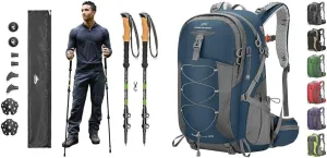 Cascade Mountain Tech Trekking Poles & Maelstrom 40L Waterproof Hiking Backpack with Rain Cover