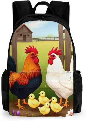 Casual Daypack Multipurpose Anti-Theft Large Capacity Carry On Bag - Chicken Rooster Garden Flowers Art Casual Daypack Climbing Shoulder Bag With Padded Straps