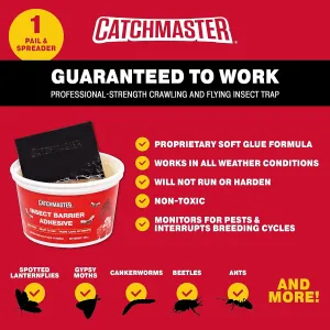 Catchmaster Tree Banding Insect Barrier DIY Kit, 15oz Pail & Spreader, Lanternfly & Ant Traps, Outdoor Adhesive Crawling Insect Trap, Glue Traps to Protect Trees, Fruit & Plants