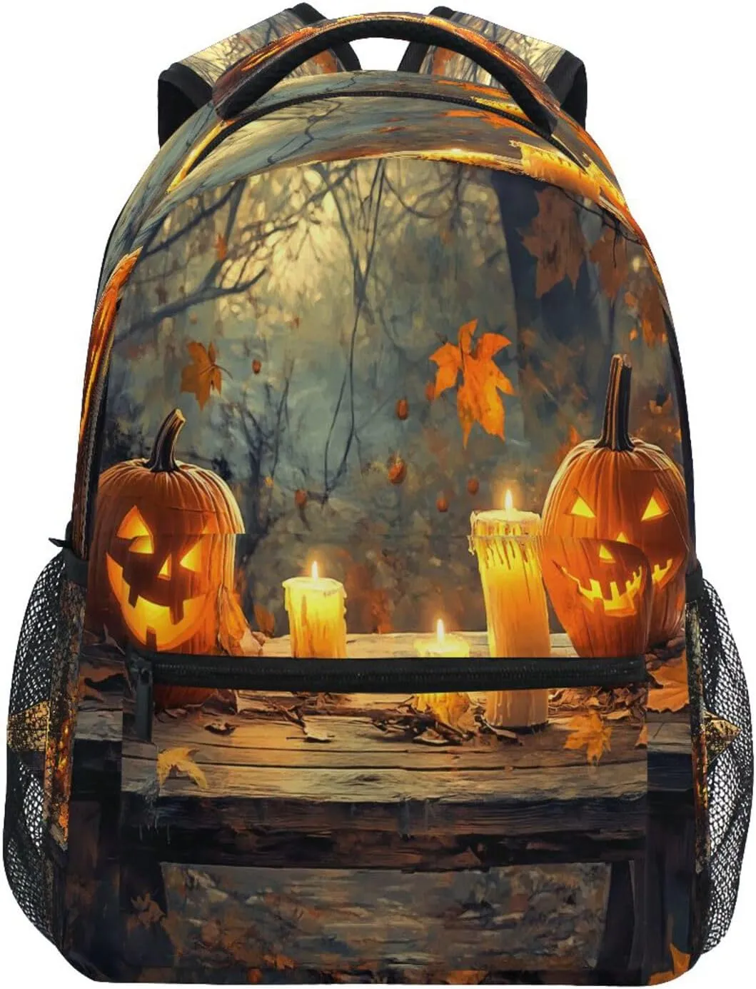 CEBUGI Travel Backpack for women men Candles and Pumpkins lightweight Laptop Backpack College bookbag Casual Daypack