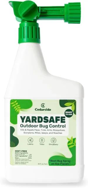 Cedarcide YardSafe | Kills & Repels Mosquitoes, Ticks, Fleas, Mites & More with Natural Essential Oils | Family & Pet-Safe | Eco-Friendly | 1 Quart (32 Oz.)