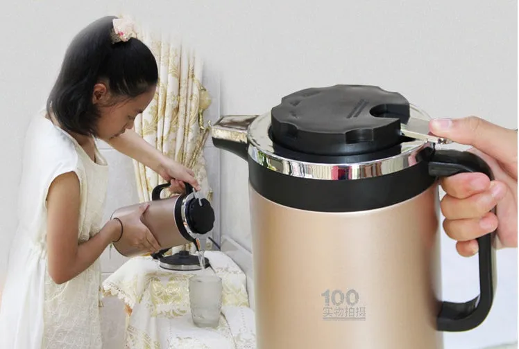 Chaleira elétrica do aço inoxidável duplo isolamento chaleira mini 1.8L