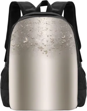 Champagne Shimmer Sparkle Flutter Butterfly Minimalist Large Backpack – 15”Laptop Backpack, Lightweight Travel & Work Bag With Ergonomic Straps