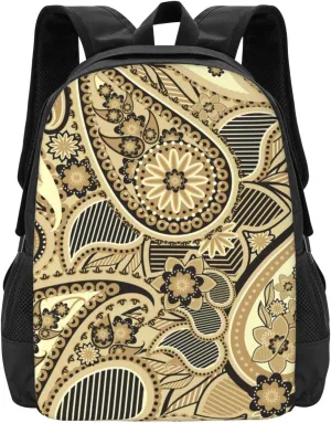 Charcoal Yellow Paisley Lightweight Packable Backpack Travel Casual Large Capacity Daypack Foldable Backpack For Men Women
