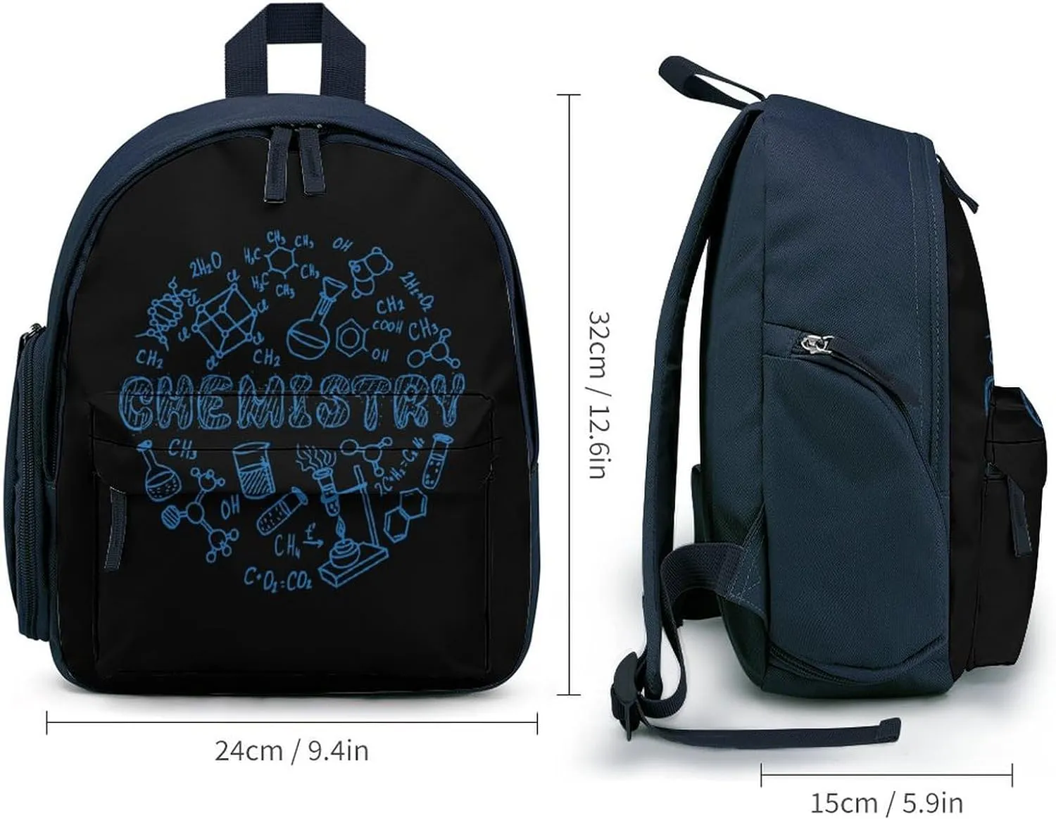 Chemical Experimental Equation Funny Travel Backpack Lightweight Shoulder Bag Casual Daypack for Daily Business for Women Men