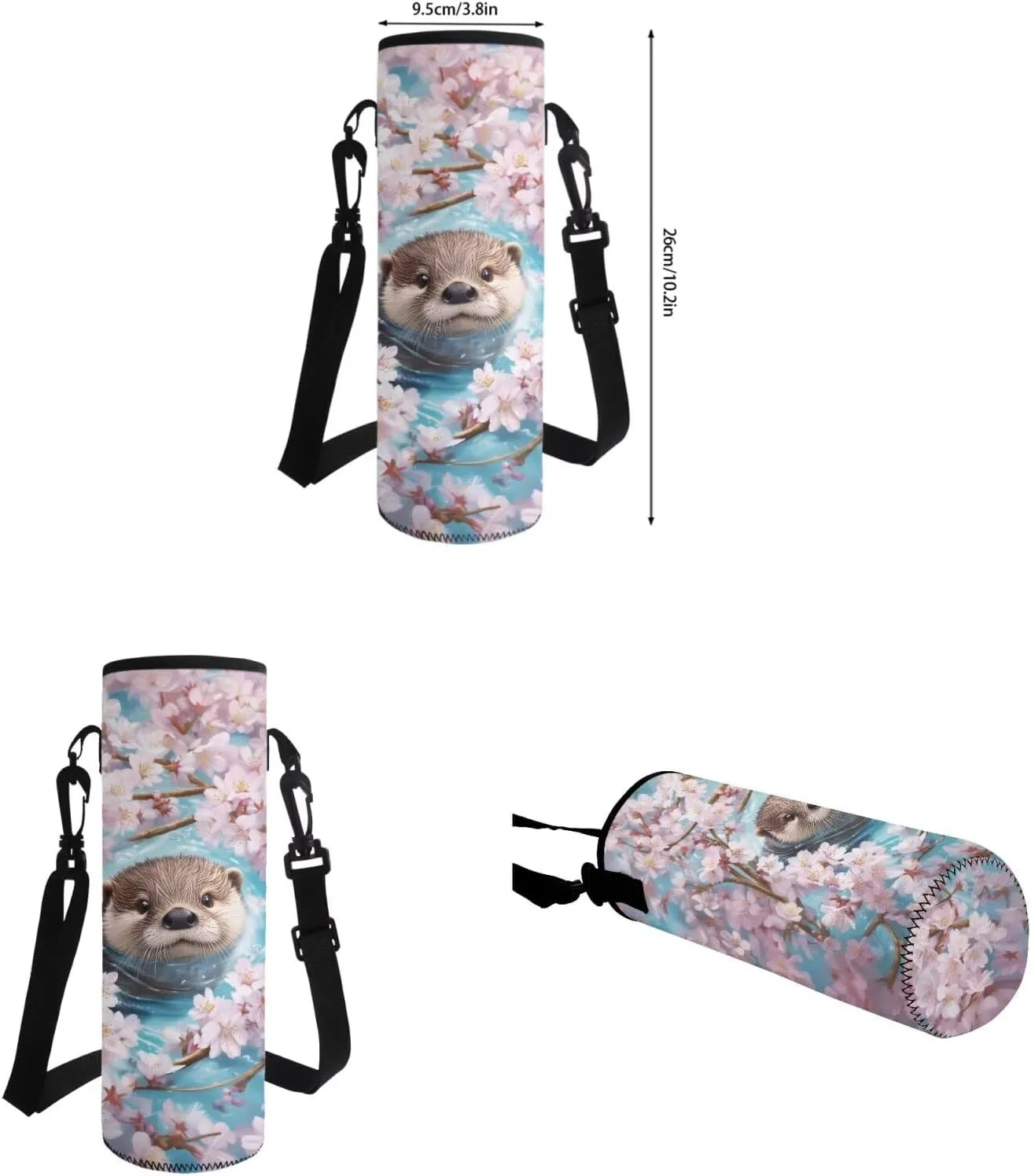 Cherry Blossom Otter Backpack for Little Girls School Backpack and Lunch Bag Set for Girls Zipper Lightweight Materials Bookbag 4-In-1 Efficient System Elementary Preschool