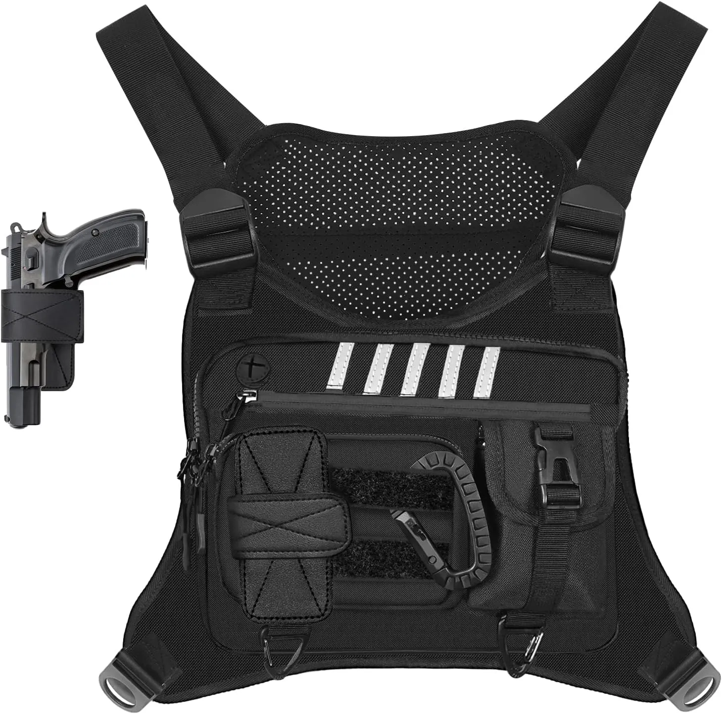 Chest Bag for Men Women, Lightweight Running Pack with Chest Holsters Fits Most Pistols, Tactical vest for Sports, Cycling, Workouts