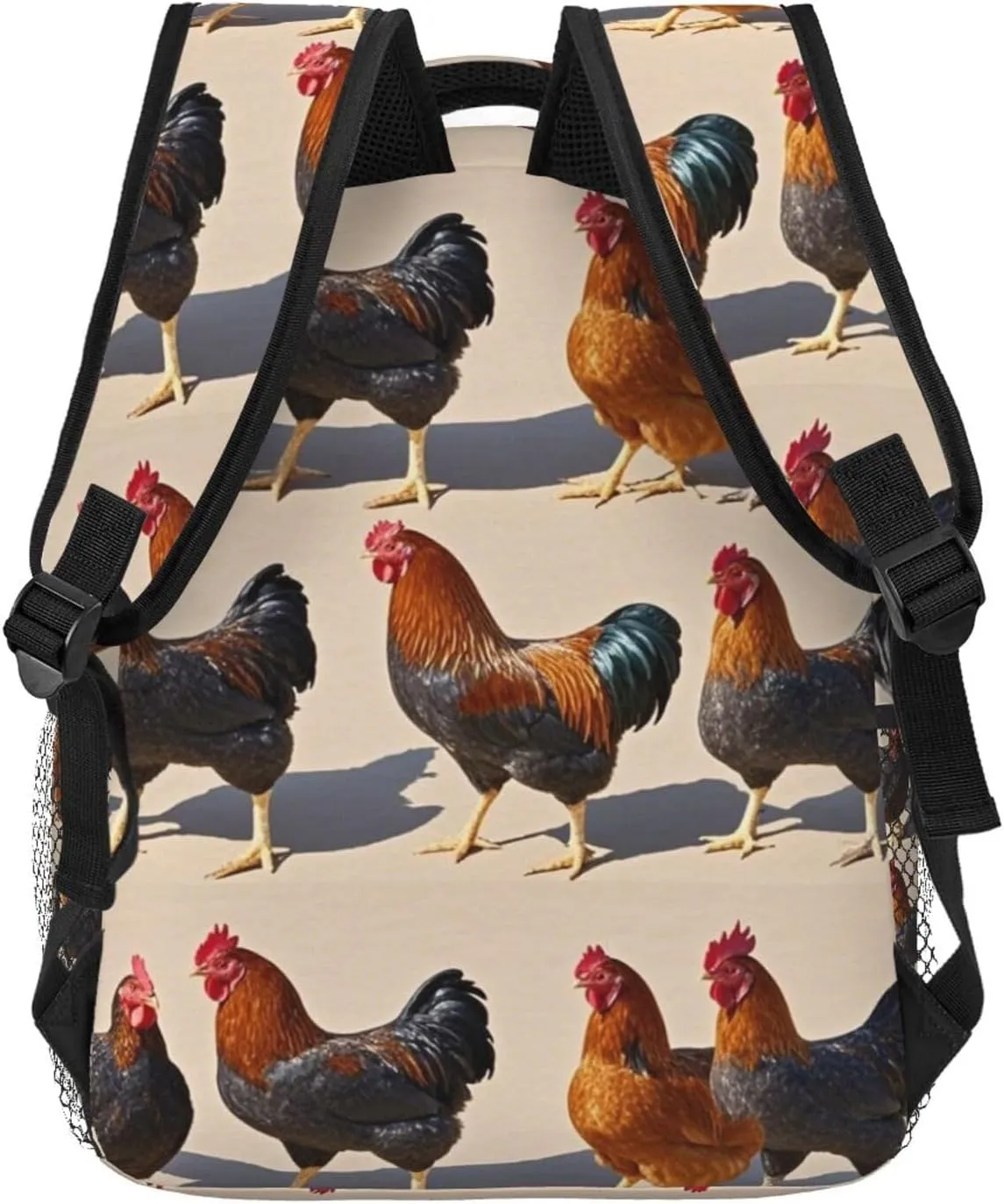 Chicken Rooster Art Rucksacks Lightweight Multipurpose Anti-Theft Shoulder Bag Big Capacity Traveling & Camping Backpack With Side Pockets