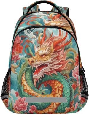 Chinese Dragon Design Waterproof Backpack - Casual Outdoor Sports Daypack with Ergonomic Shoulder Straps#919